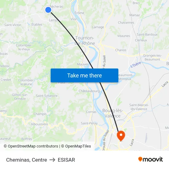 Cheminas, Centre to ESISAR map