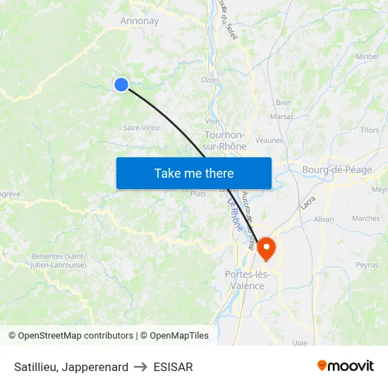 Satillieu, Japperenard to ESISAR map
