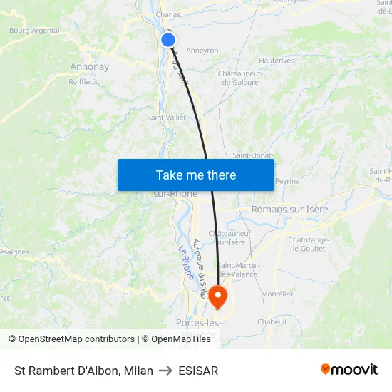 St Rambert D'Albon, Milan to ESISAR map