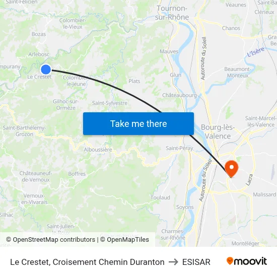 Le Crestet, Croisement Chemin Duranton to ESISAR map