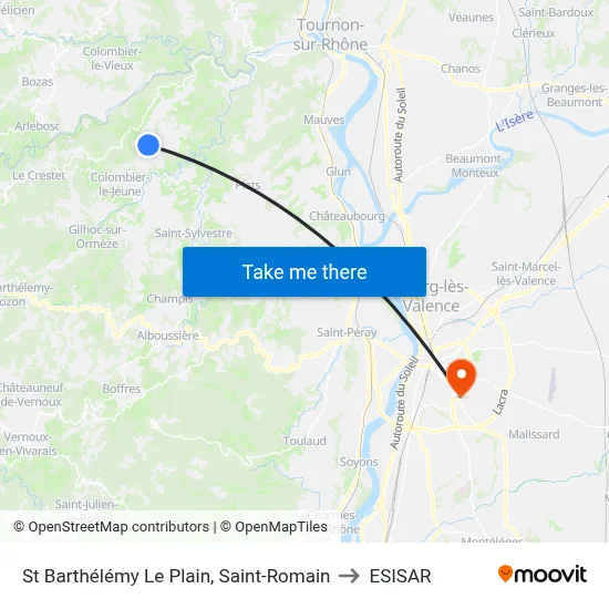 St Barthélémy Le Plain, Saint-Romain to ESISAR map