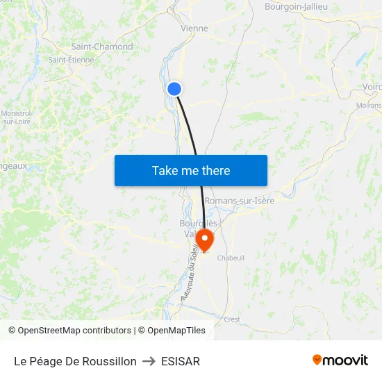 Le Péage De Roussillon to ESISAR map