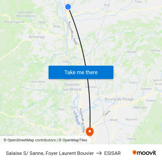 Salaise S/ Sanne, Foyer Laurent Bouvier to ESISAR map