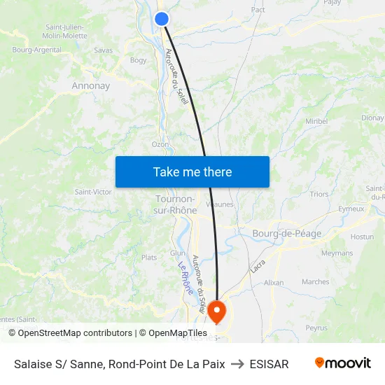 Salaise S/ Sanne, Rond-Point De La Paix to ESISAR map