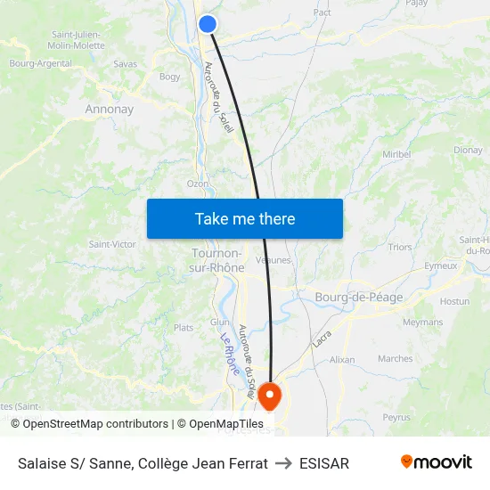 Salaise S/ Sanne, Collège Jean Ferrat to ESISAR map