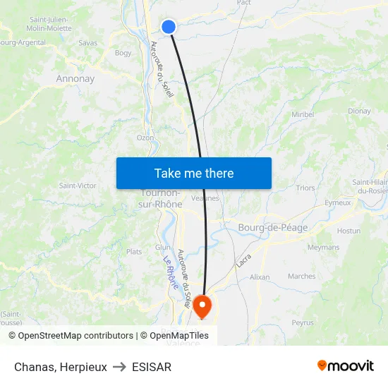 Chanas, Herpieux to ESISAR map