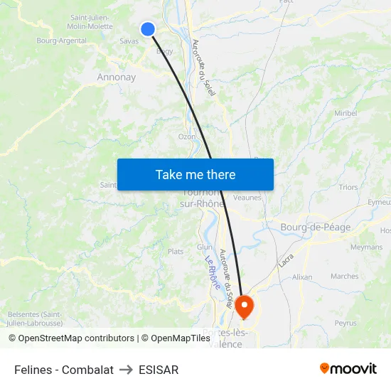 Felines - Combalat to ESISAR map