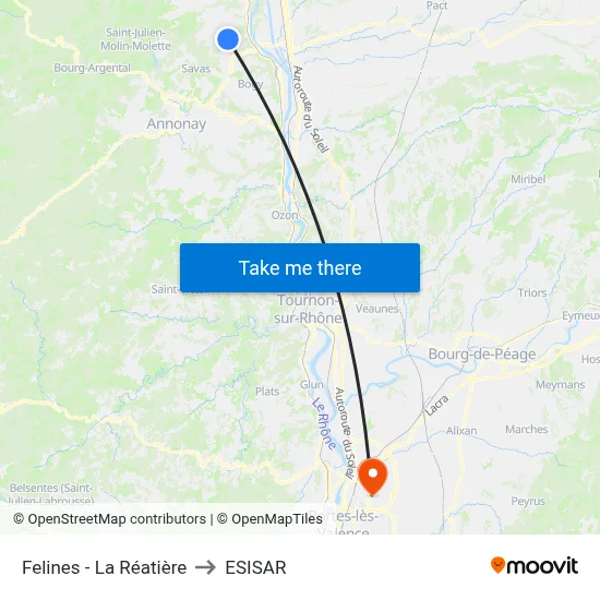 Felines - La Réatière to ESISAR map