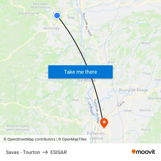 Savas - Tourton to ESISAR map