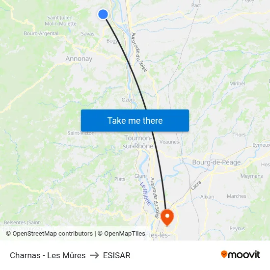Charnas - Les Mûres to ESISAR map
