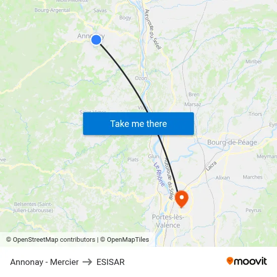 Annonay - Mercier to ESISAR map