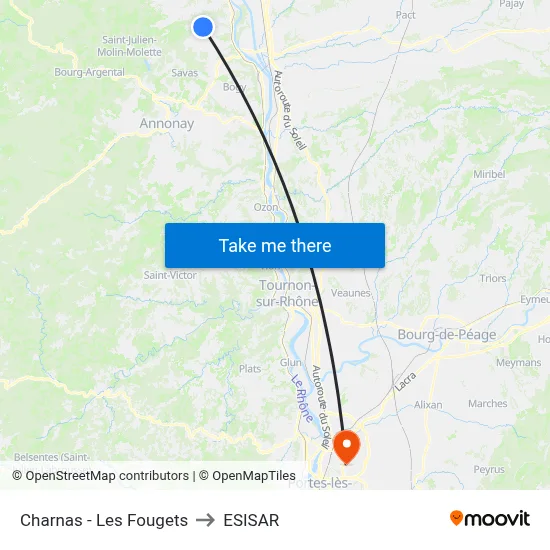 Charnas - Les Fougets to ESISAR map