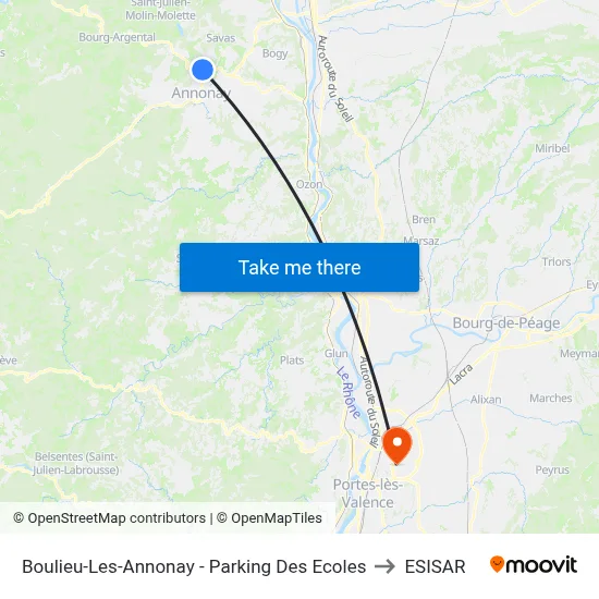 Boulieu-Les-Annonay - Parking Des Ecoles to ESISAR map