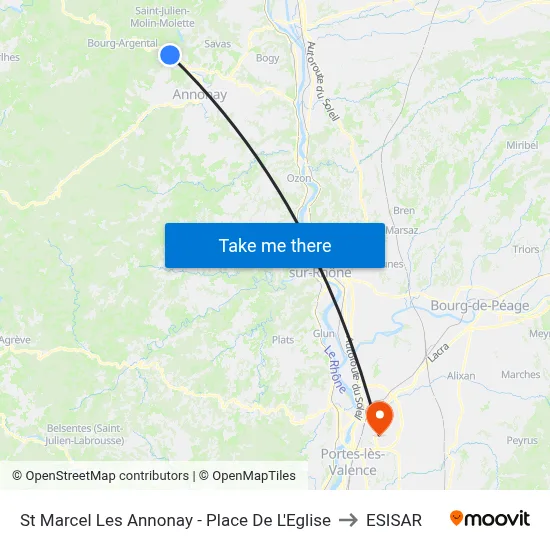 St Marcel Les Annonay - Place De L'Eglise to ESISAR map
