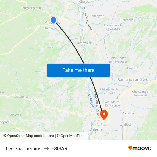 Les Six Chemins to ESISAR map