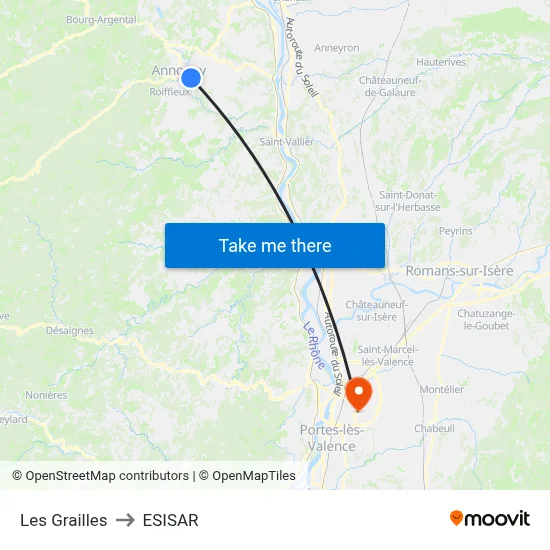 Les Grailles to ESISAR map