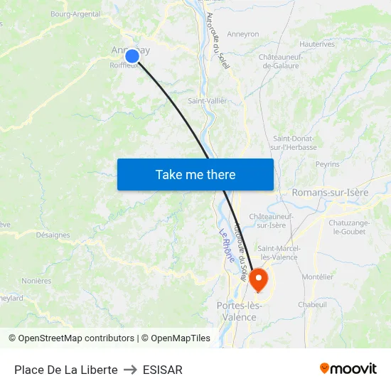 Place De La Liberte to ESISAR map
