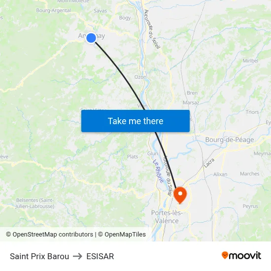 Saint Prix Barou to ESISAR map