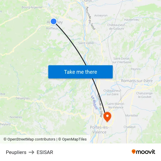 Peupliers to ESISAR map