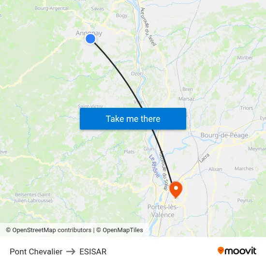 Pont Chevalier to ESISAR map