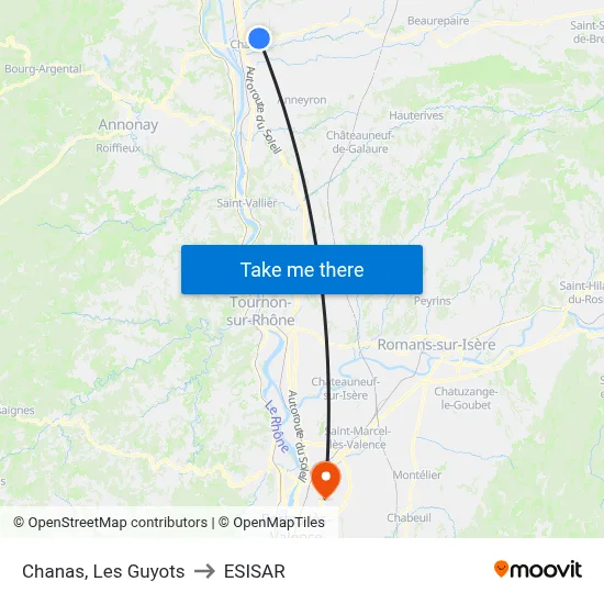 Chanas, Les Guyots to ESISAR map