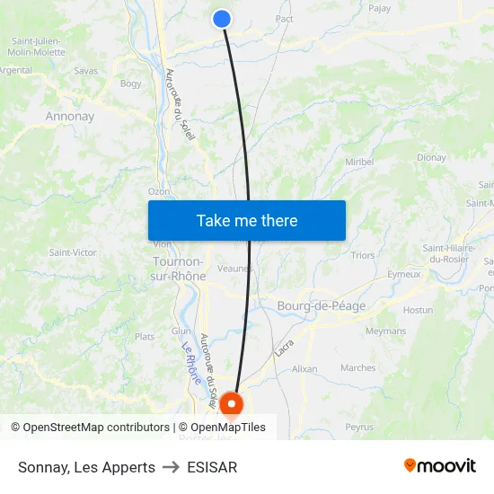 Sonnay, Les Apperts to ESISAR map