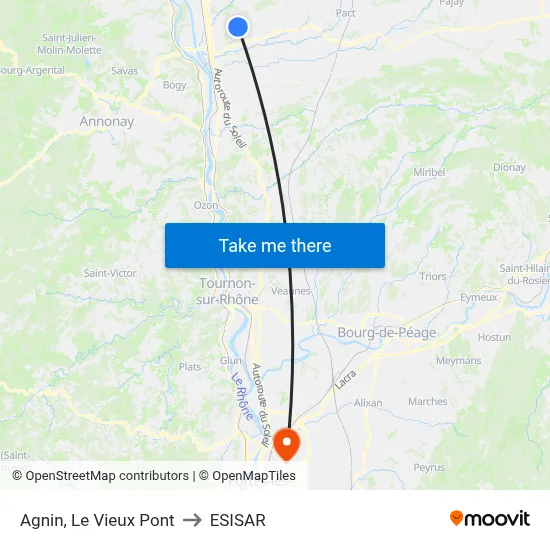 Agnin, Le Vieux Pont to ESISAR map