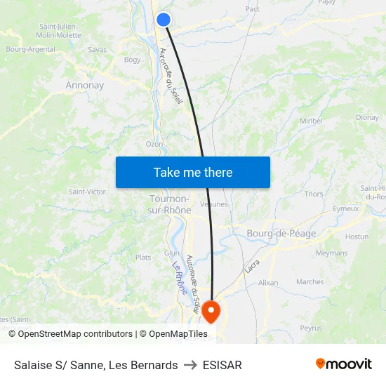 Salaise S/ Sanne, Les Bernards to ESISAR map