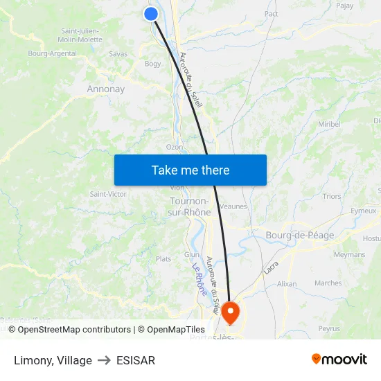 Limony, Village to ESISAR map