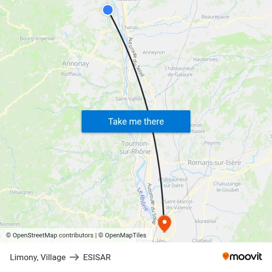Limony, Village to ESISAR map