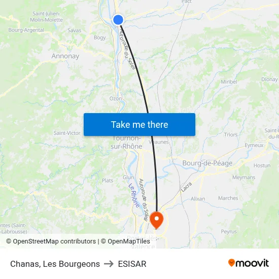 Chanas, Les Bourgeons to ESISAR map