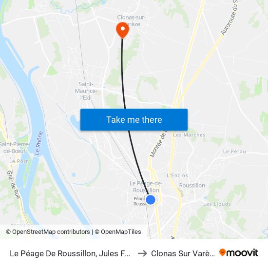Le Péage De Roussillon, Jules Ferry to Clonas Sur Varèze map