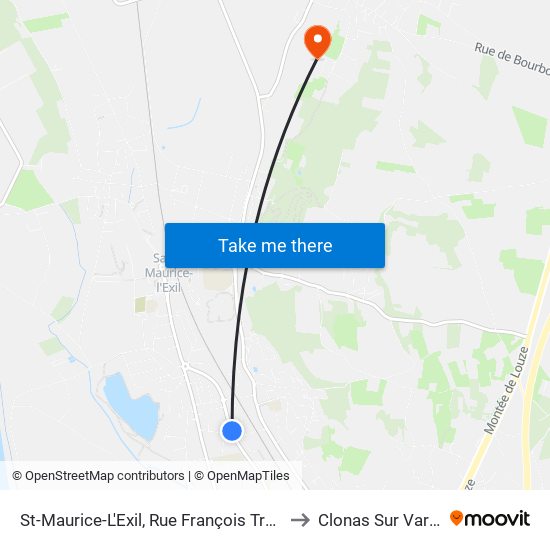 St-Maurice-L'Exil, Rue François Truffaut to Clonas Sur Varèze map