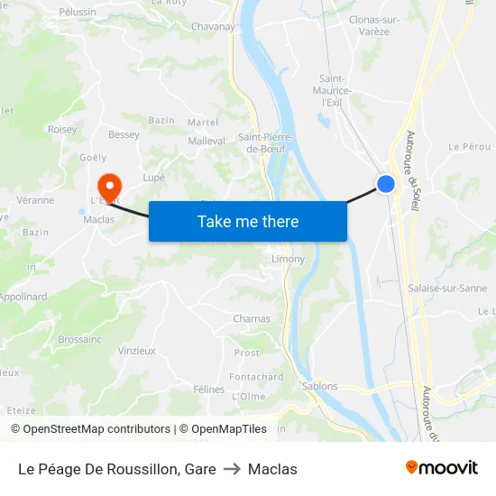 Le Péage De Roussillon, Gare to Maclas map
