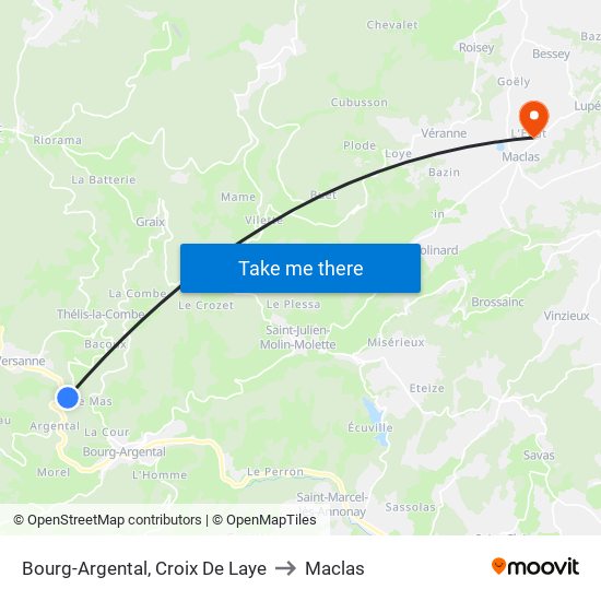 Bourg-Argental, Croix De Laye to Maclas map