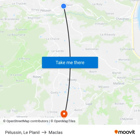 Pélussin, Le Planil to Maclas map