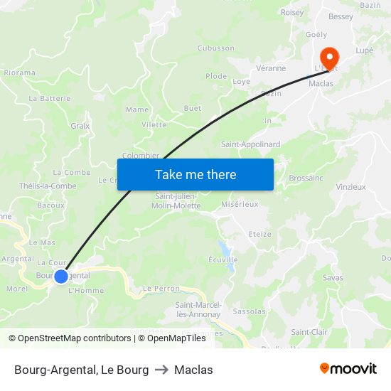 Bourg-Argental, Le Bourg to Maclas map