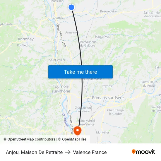 Anjou, Maison De Retraite to Valence France map