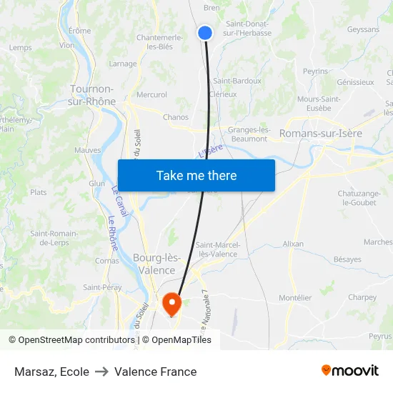 Marsaz, Ecole to Valence France map