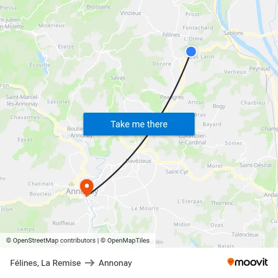 Félines, La Remise to Annonay map