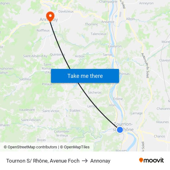 Tournon S/ Rhône, Avenue Foch to Annonay map