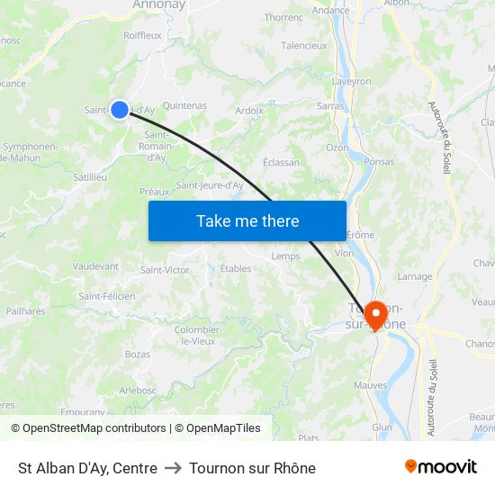 St Alban D'Ay, Centre to Tournon sur Rhône map