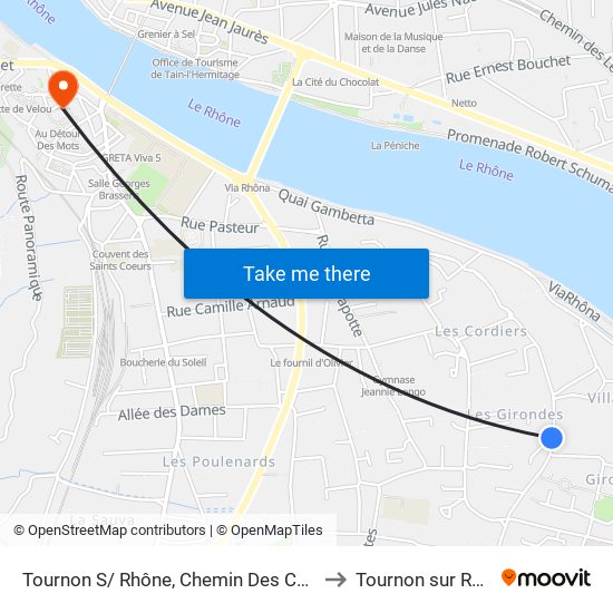 Tournon S/ Rhône, Les Cerisiers to Tournon sur Rhône map