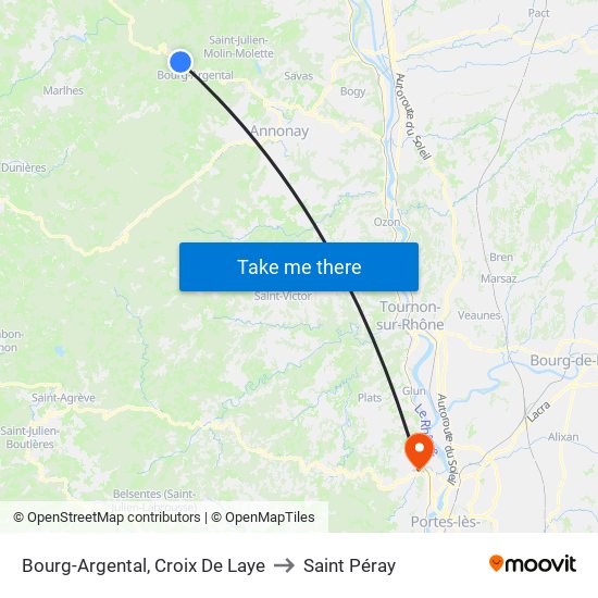 Bourg-Argental, Croix De Laye to Saint Péray map