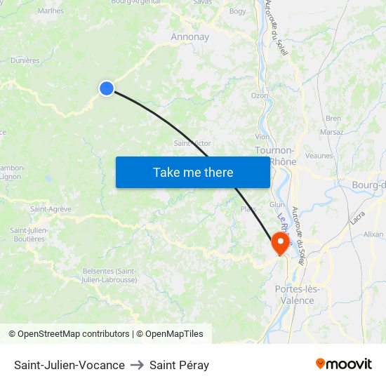 Saint-Julien-Vocance to Saint Péray map