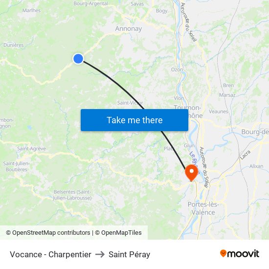 Vocance - Charpentier to Saint Péray map