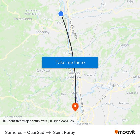 Serrieres – Quai Sud to Saint Péray map