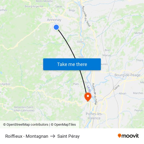 Roiffieux - Montagnan to Saint Péray map