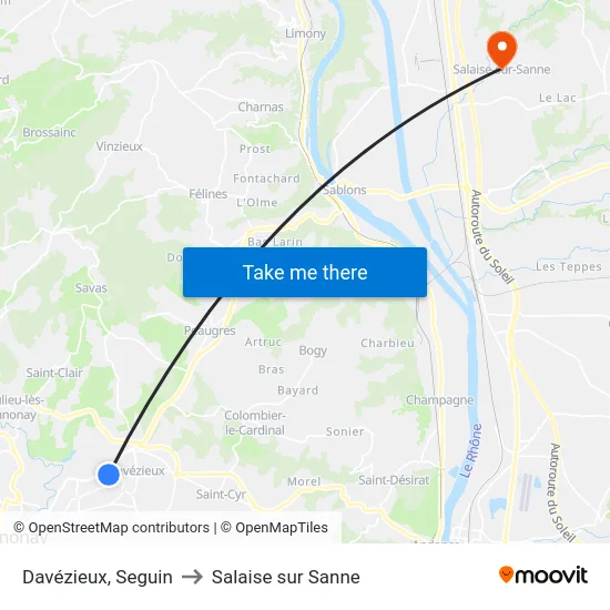 Davézieux, Seguin to Salaise sur Sanne map
