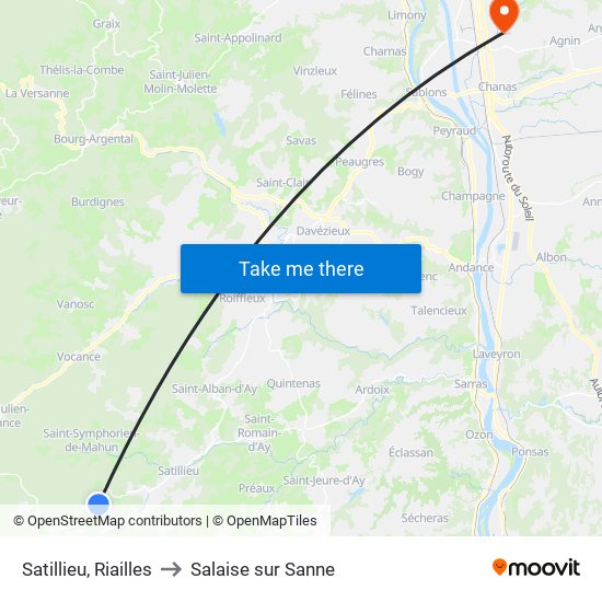 Satillieu, Riailles to Salaise sur Sanne map